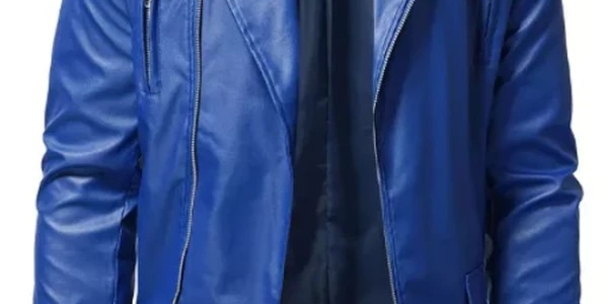 Men Blue Trucker Lambskin Leather Jacket – Premium Style with Modern Casual Appeal